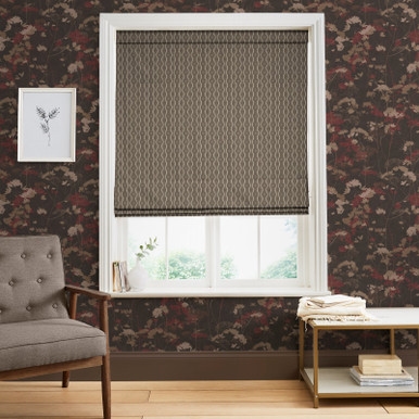 Rustic Ikat Chocolate Roman Blinds