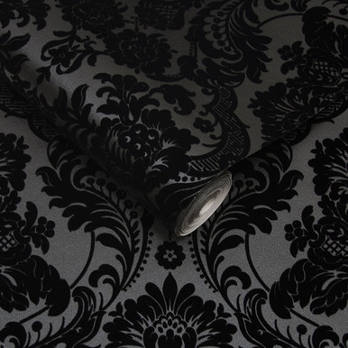 Gothic Damask Noir Wallpaper