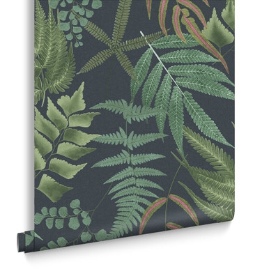 Midsummer Fern Navy Wallpaper