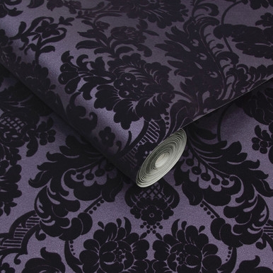 Gothic Damask Plum Wallpaper