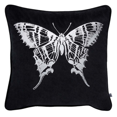 Gothic Butterfly Black & Silver Cushion