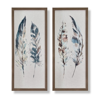 Painterly Feathers Framed Canvas