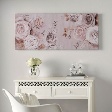 Mixed Media Rose Trail Printed Canvas Wall Art