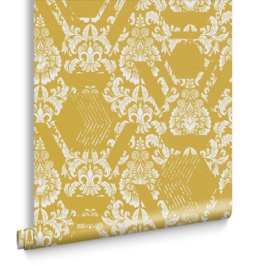 Geo Damask Yellow Wallpaper