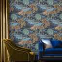 Edo Toile Navy Wallpaper